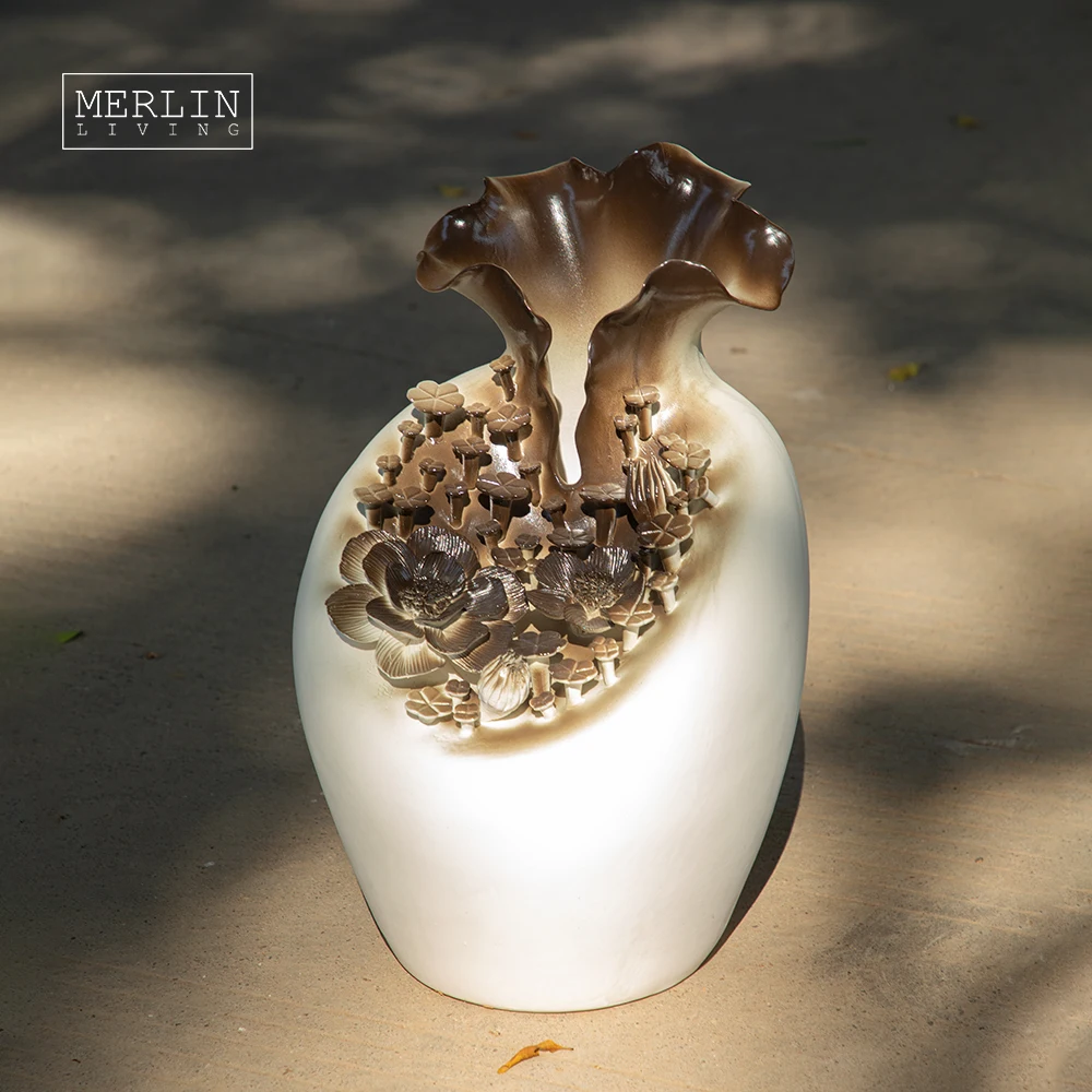 Merlin Living handmade Ceramic vase for home decor ceramic flower vintage vase Chaozhou Ceramic Factory OEMODM Custom