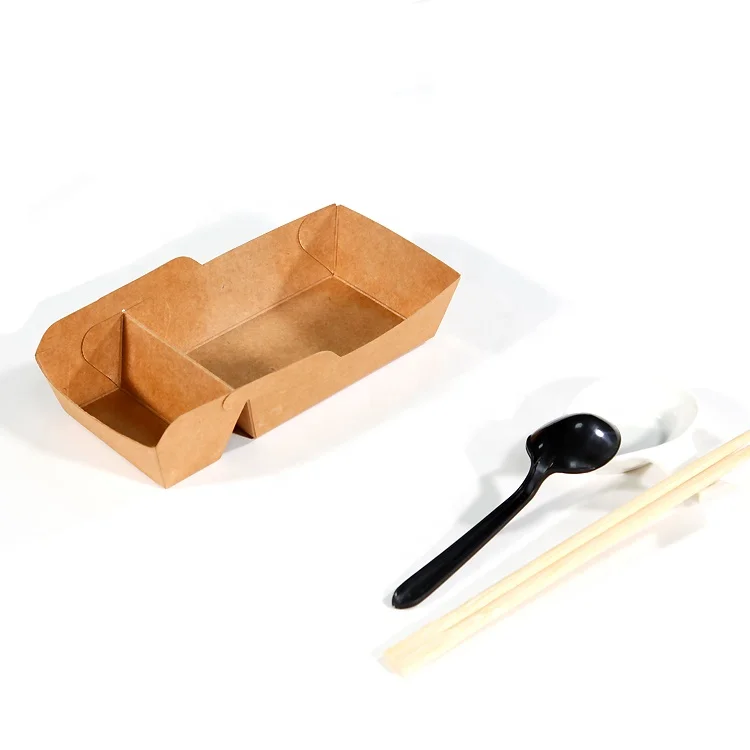 disposable kraft paper hot dog plate with compartments custom boat food trays