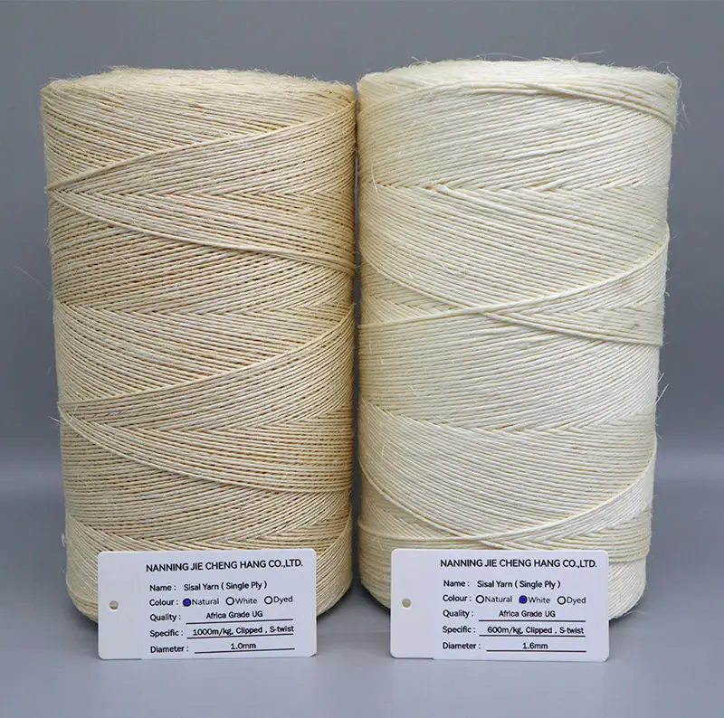 100% Nature Sisal Yarn 600m/kg and 1000m/kg  - White/Nature Thin Sisal Rope - Single-ply Sisal Yarn