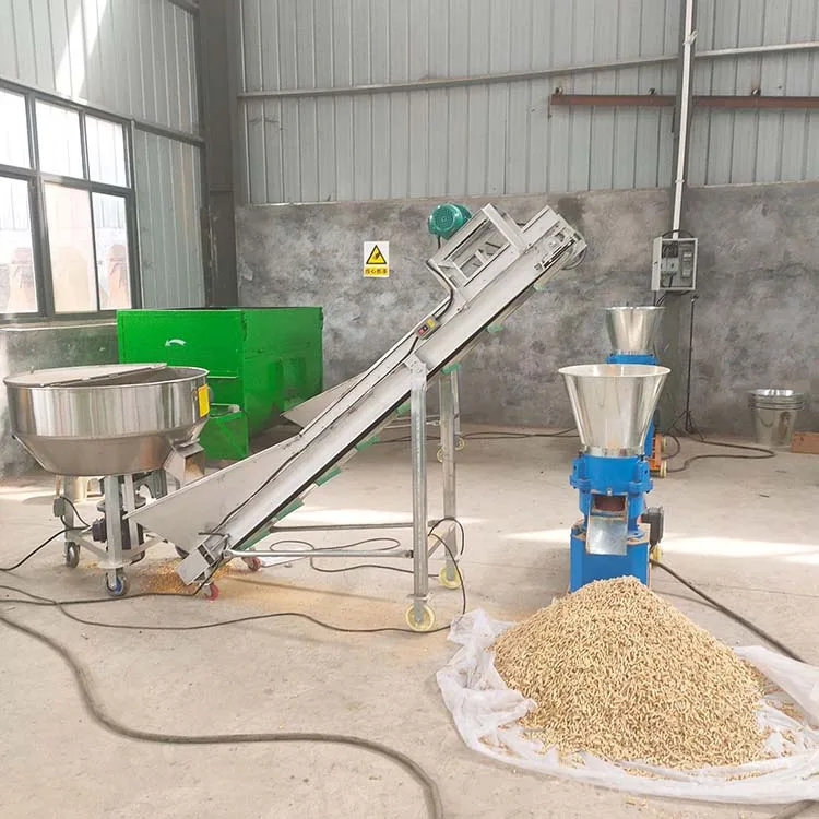 60-300 kg/h small Animal feed pellet mill machine line chicken feed processing machine with grinder mixer conveyor