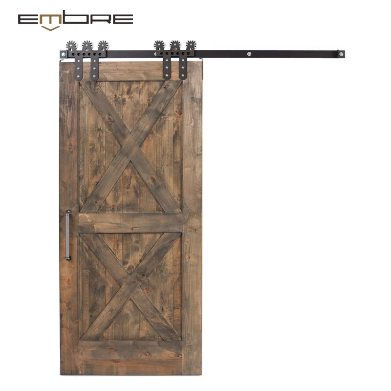 Light oak french rustic style wood door solid timber slab interior sliding wooden entrance bedroom flat panel barn doors