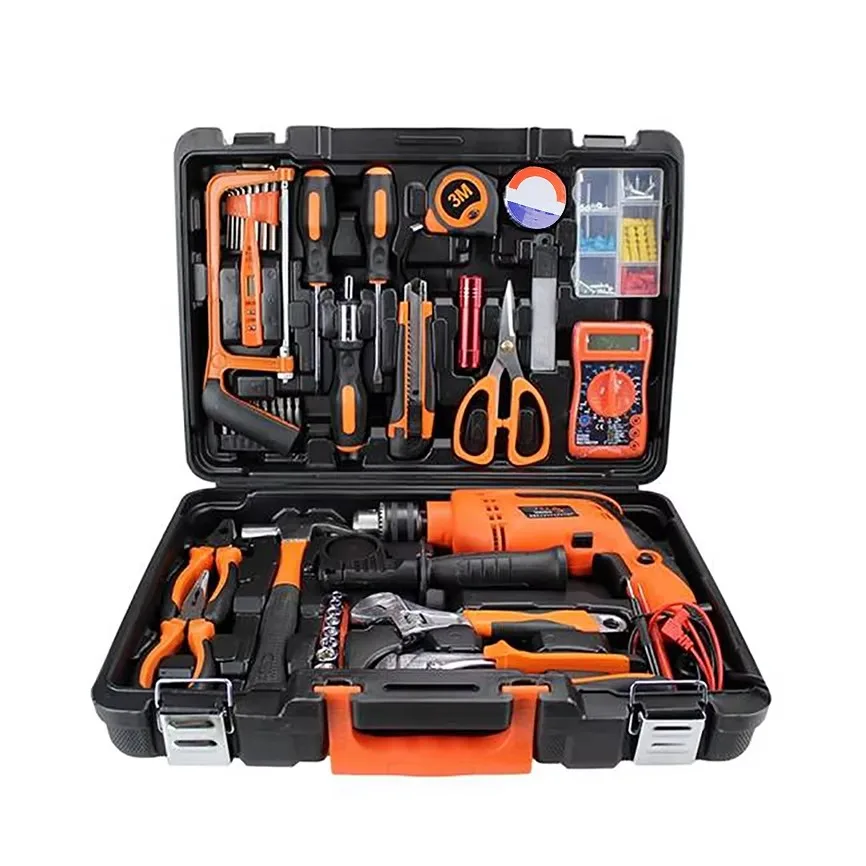 New Product Multifunctional Hardware Tools In Hand Tool Sets With Electric Drill,Screwdriver,Hack Saw,Wrench And Claw Hammer