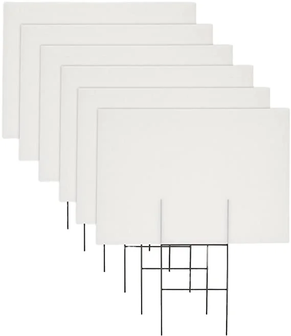 Blank Yard Signs with Stakes 17x12 inch Lawn Sign for Parties Garage Sale Open House Corrugated Plastic white color boards