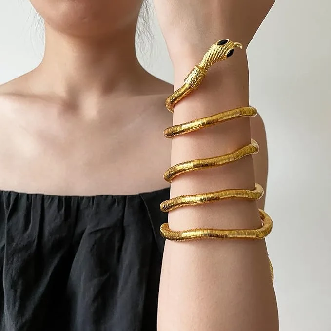 Bendable Snake Necklace Adjustable Punk Choker Flexible Foldable Necklaces Multilayer Metal Snake Necklace Bracelet