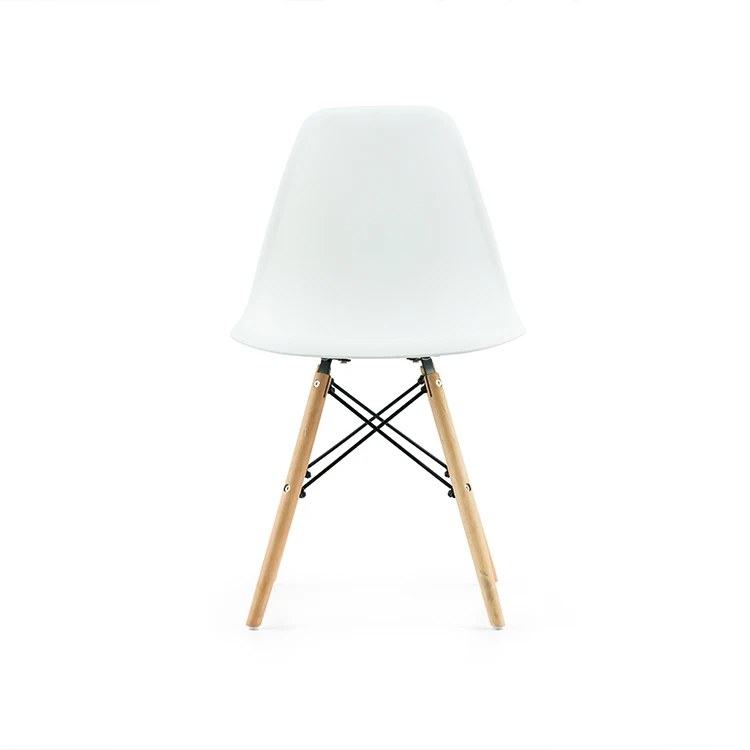 
Wholesale Price Modern Design White Plastic Chair Wood Leg Dining Chairs 