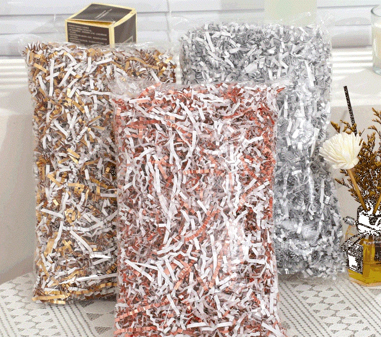 Diy Lafite Paper Grass Colorful Decorative Crinkle Cut Shredded Paper Gold Sliver Packing For Gift Package Box Filling