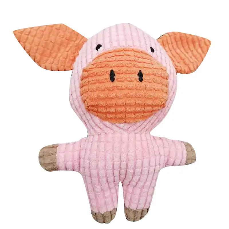 Soft Plush Animal Dog Chew Toy with Squeaker for Interactive Pet Play - Elephant, Pig, Cow Design