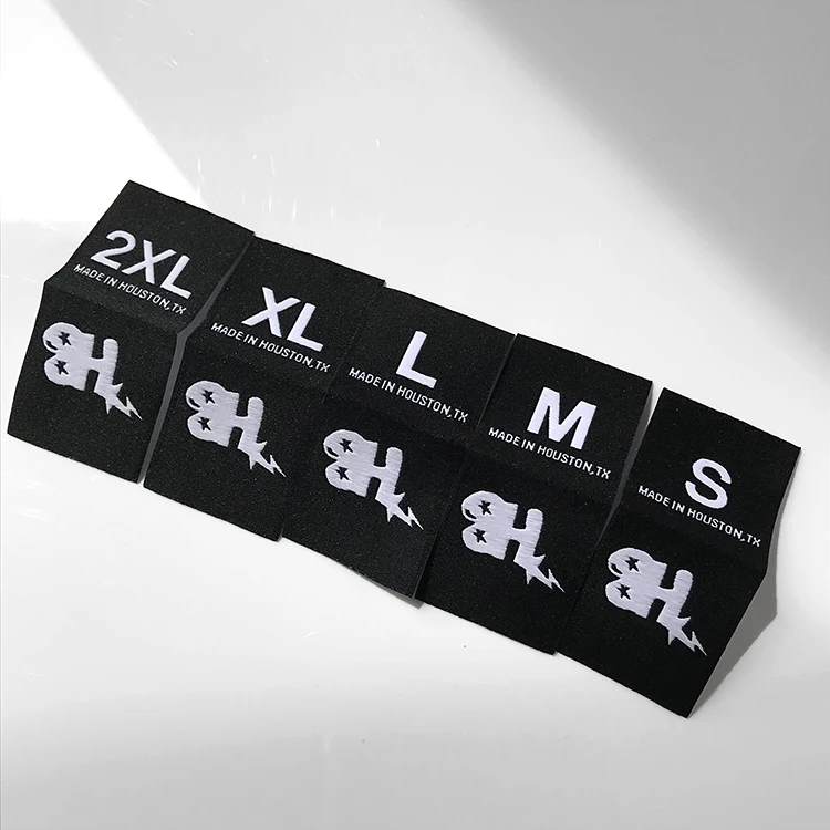 Center Fold Custom T Shirt Apparel Garment Clothing Woven Hem Size XS S M L Label Tags