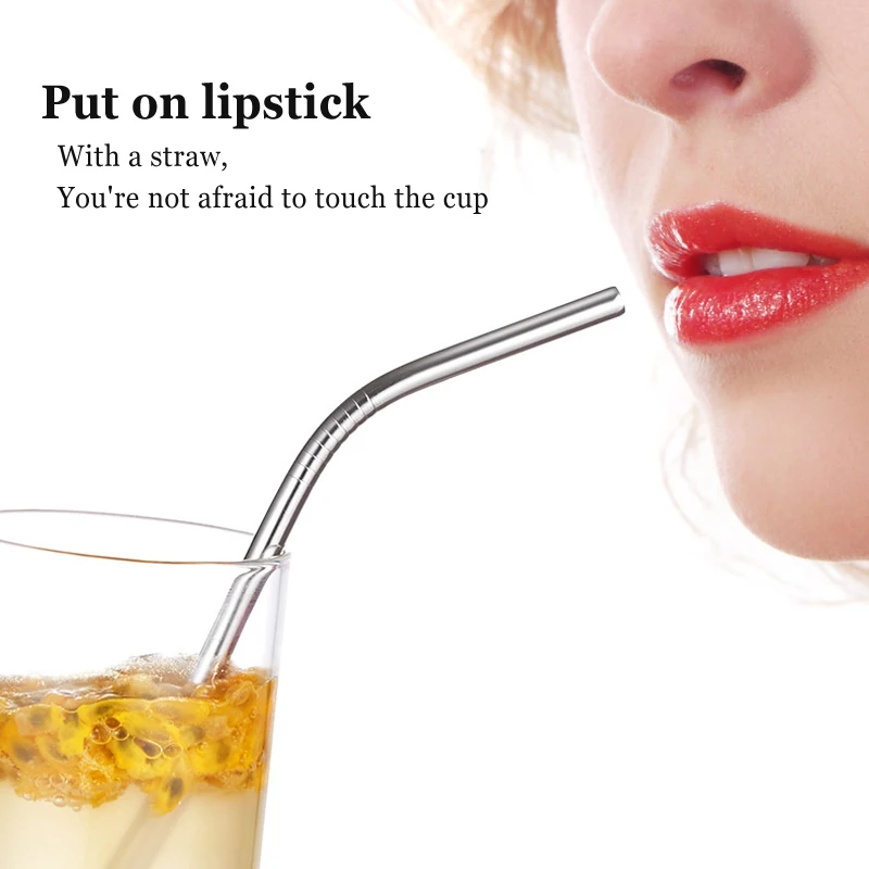 5pcs Eco Friendly Reusable Stainless Steel Drinking Straw