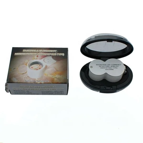 Gourd Folding 40X 25MM Jewelry Loupe Magnifier Led Magnifying Glass with Light
