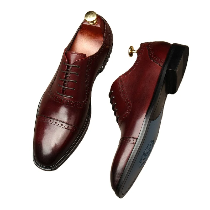 
Мужская кожаная обувь, с квадратным носком, в европейском стиле, Высококачественная свадьба, резная, брошь, Goodyear 