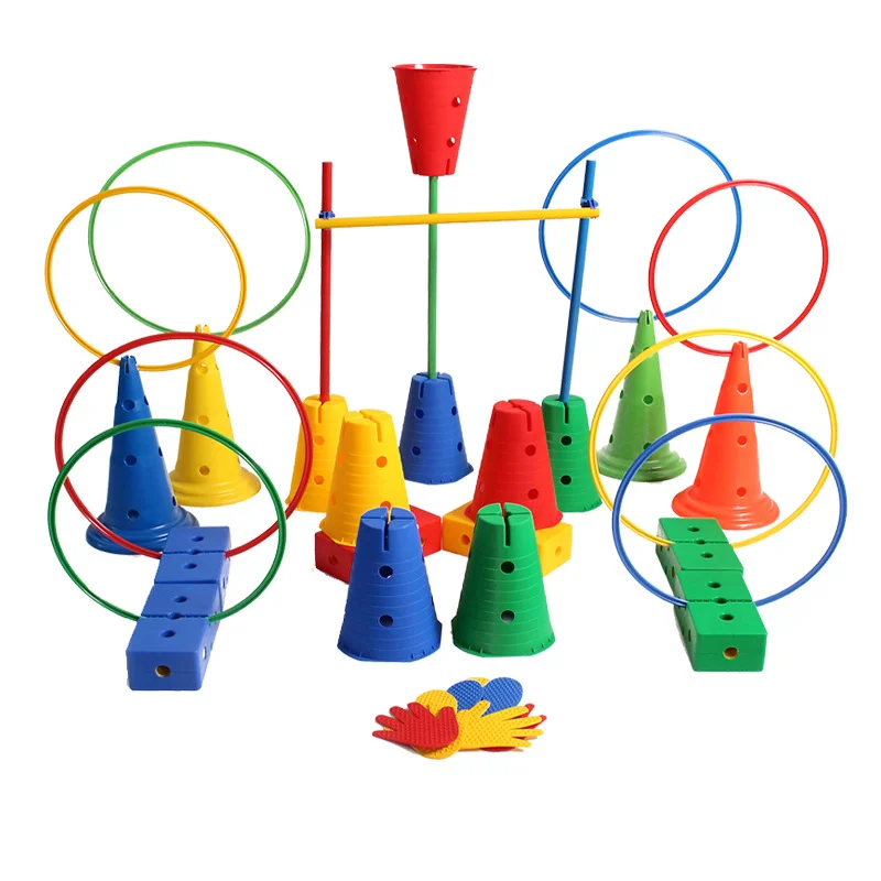 Nursery Kids Obstacle Course Training Balance & Coordination Jumping Play Combo Durable Plastic Agility Hoops Sensory Equipments