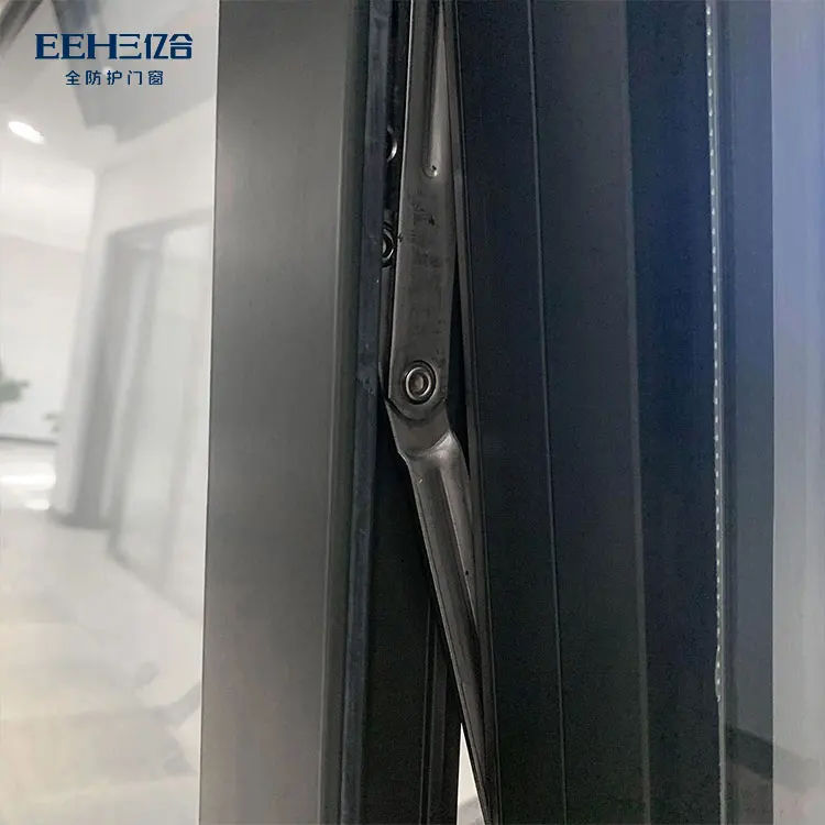 Aluminum screen black double-hung awning window double tempered glass hollow design top hung window