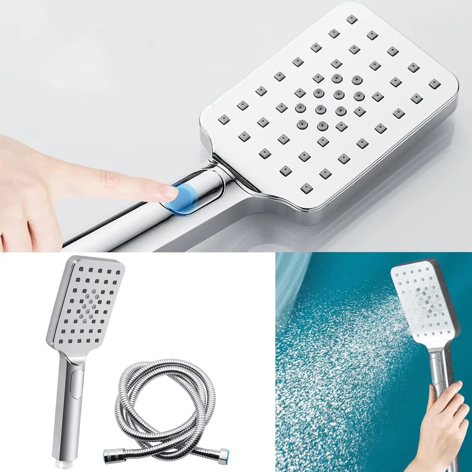 12-дюймовая портативная душевая накладка высокого давления с 3 + 1 настройками 3-сторонний отклонитель высоты/Угол регулировки-хромированная сантехника