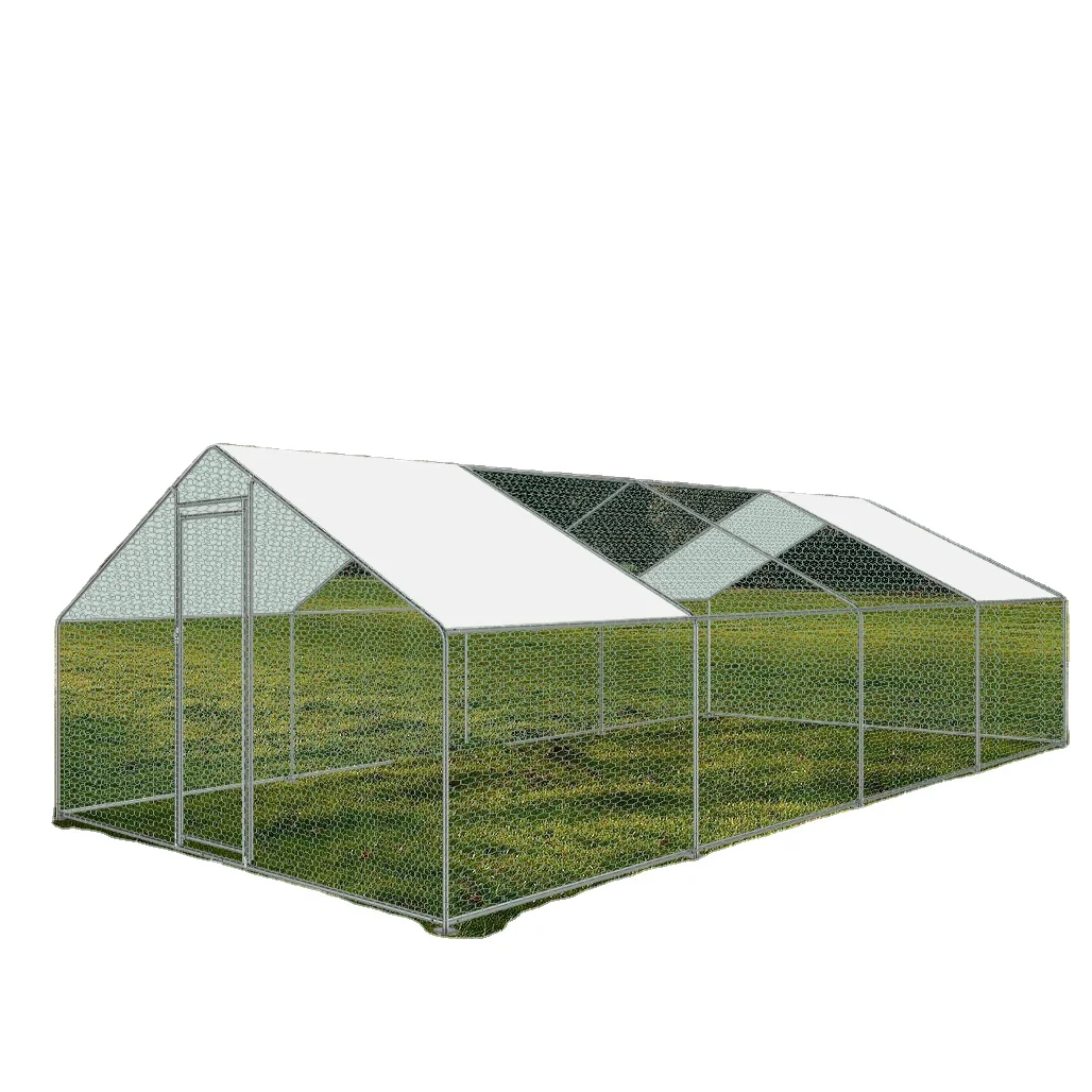 
 27x10ft большой курятник, металлическая клетка для кролика, клетка для цыплят из водонепроницаемого материала на заднем дворе курятник Фермы использования курица Клетка птицы и крышка  