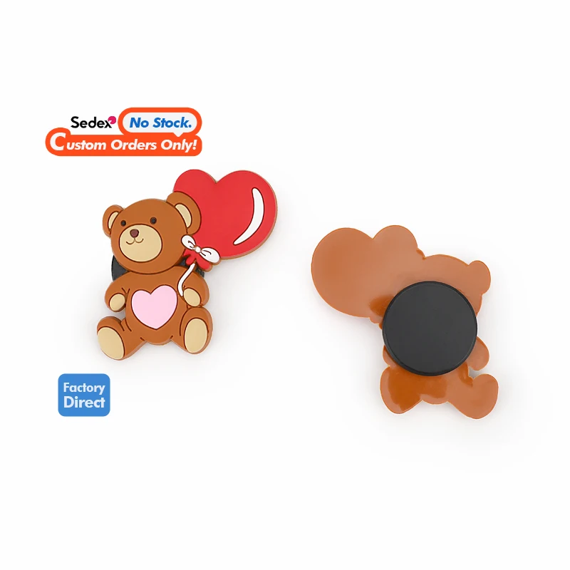 Custom Design Creative Cute Heart Bear Shape Pvc Fridge Magnet Wholesale Home Decoration Cute Silicone Refrigerator Magnets