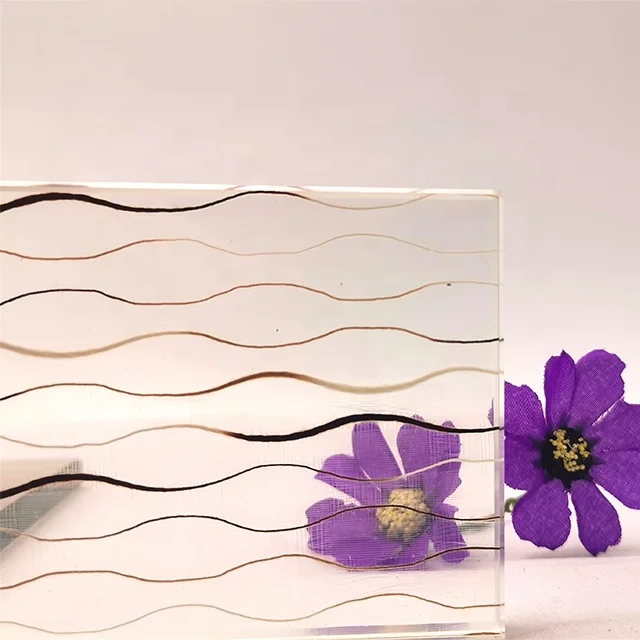 Customizable El Wire Glasses glass Wire Mesh Decorative Laminated Security Glass