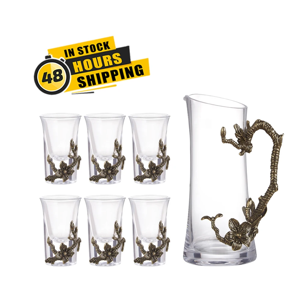 Hand Painted Enamel Liquor Cup Gift Box Set Crystal Wine Divider One Shot Glass Household Spirit Cup Upscale Wine Glass Set