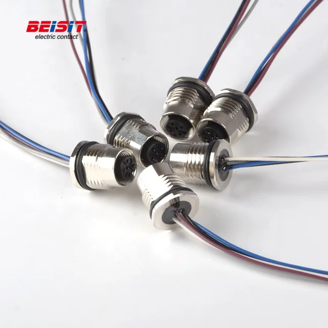 Waterproof  A Code 3pin 4pin 5pin 8pin 12pin  Rear Front Panel Mount M12 connector