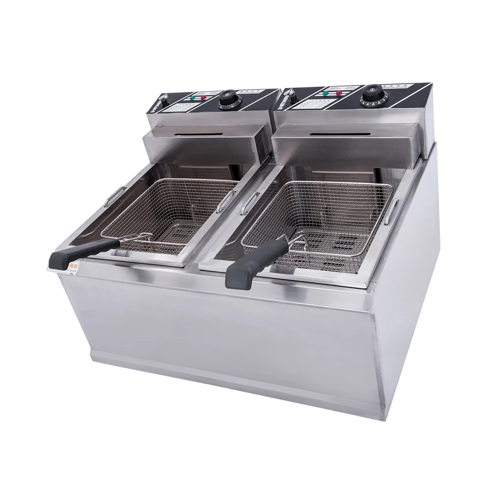 12L Catering fast food Restaurant Equipment double tank electric fryer factory wholesale potatoes chips chicken fryer