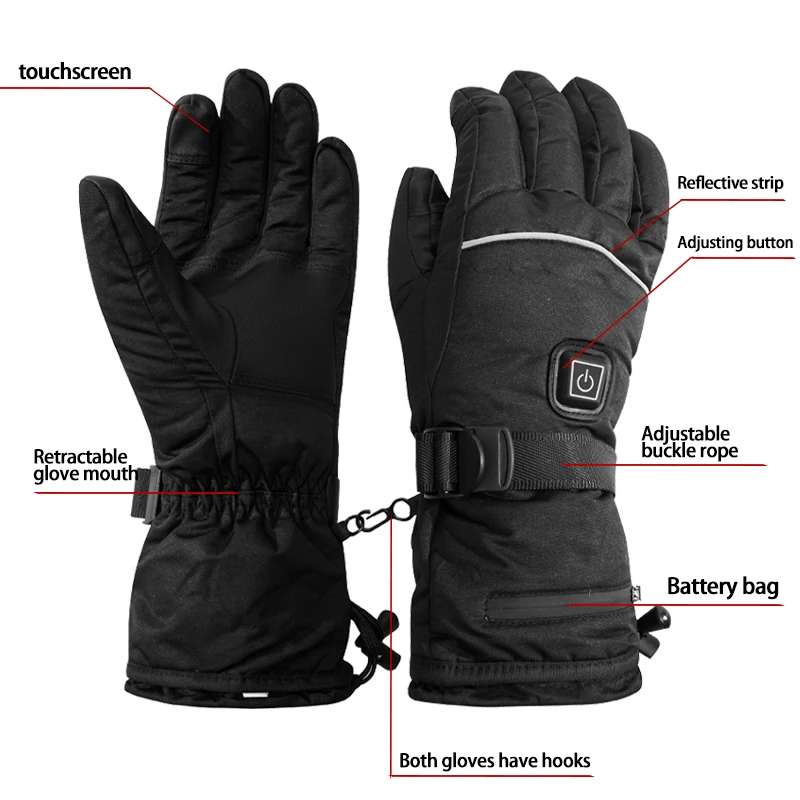 New unisex technology Waterproof winter hand warmer Rechargeable battery electric heating gloves Safe skiing, hiking, biking