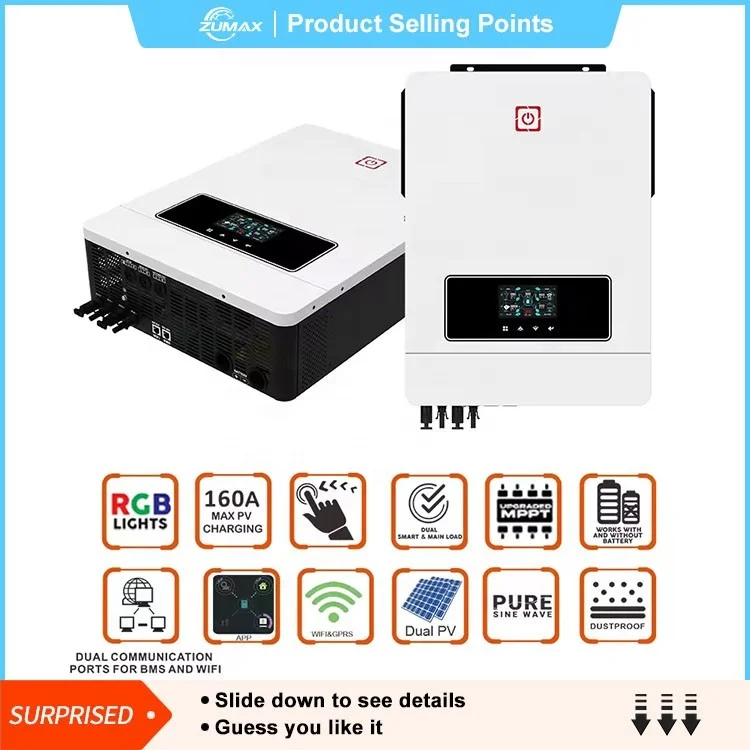 Zumax солнечный инвертор цена гибридный 7 кВт 8 10 15 аккумулирование энергии 240 В с разделенной фазой переменного тока инверторы солнечной