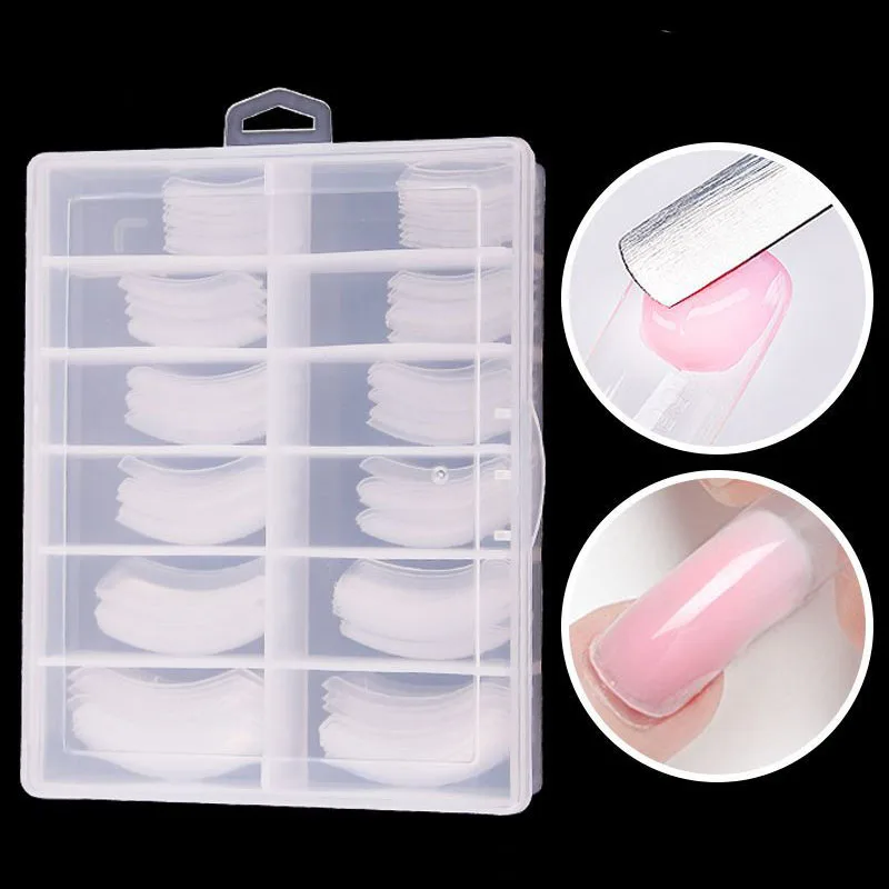 120PCS Dual Form Clear Gel Nail Extension Nail Mold  with Scale for Poly Nail Gel Extension