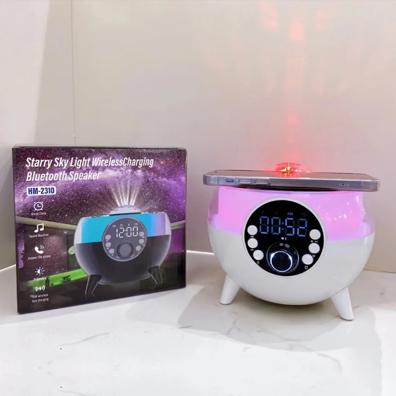 2024 12W Wireless Charging Speaker Phone RGB Night Lights Wireless Charger Alarm Clock Speaker LED Music Lamp