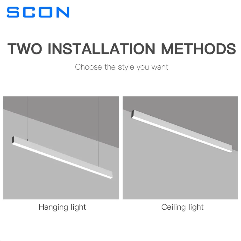 SCON High quality aluminum 20W 40W LED linear light led linear high bay light 1.2m 1.5m