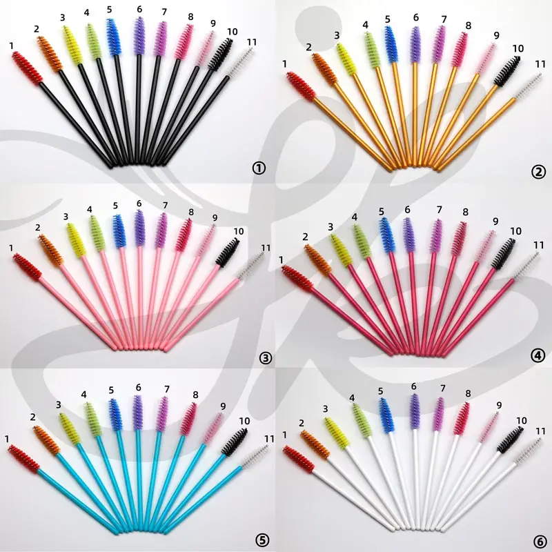 Micro Handle Pink Bendable Colorful Mini Makeup Eye Mascara Disposable Spoolie Lash Brush Extension Eyelash Applicator Wand