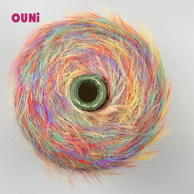 Feather Yarn Imitated Colourful mix color 8.0cm 100% nylon fancy feather imitate mink hair yarn for knitting