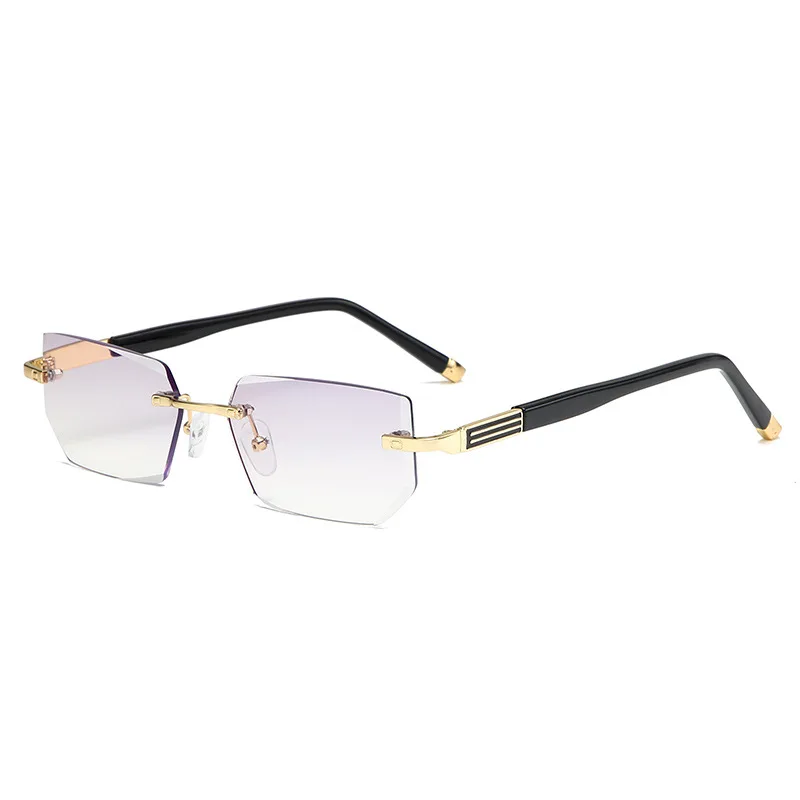 2023 HD trendy designer thin optics rimless chamfered reading glasses anti blue light men women wholesale reader glasses frame