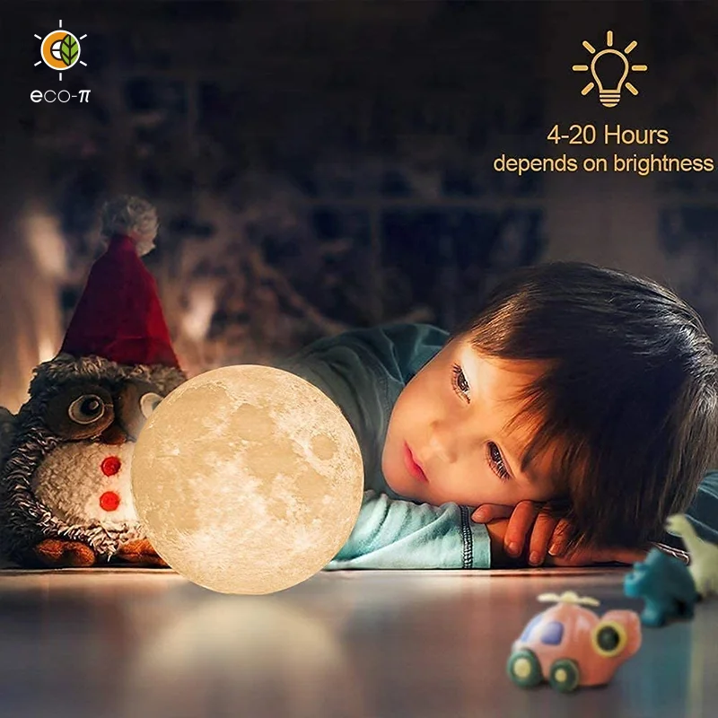 20cm Warm white Rechargeable Luna Night Light Touch Control room Decor Moon lamp