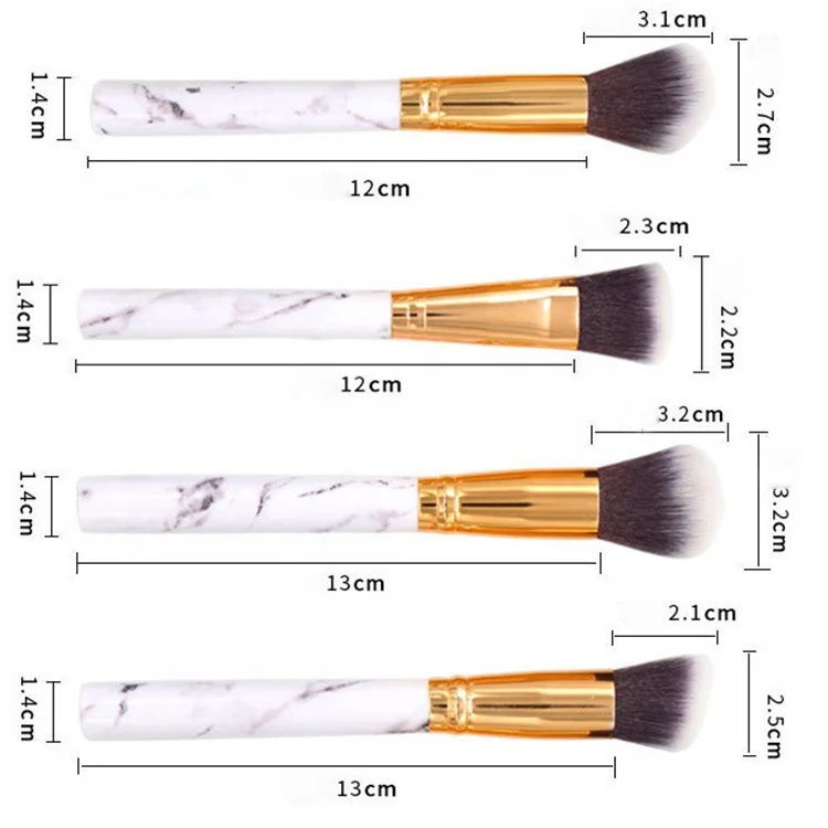 Makeup brush set private label 10pcs Marbling Handle cosmetic brush set