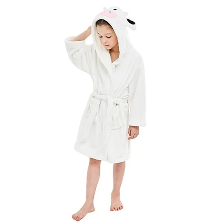 
Custom Cute Warm Fluffy Polyester Bath Robe Children Fleece Bathrobes for Kids 