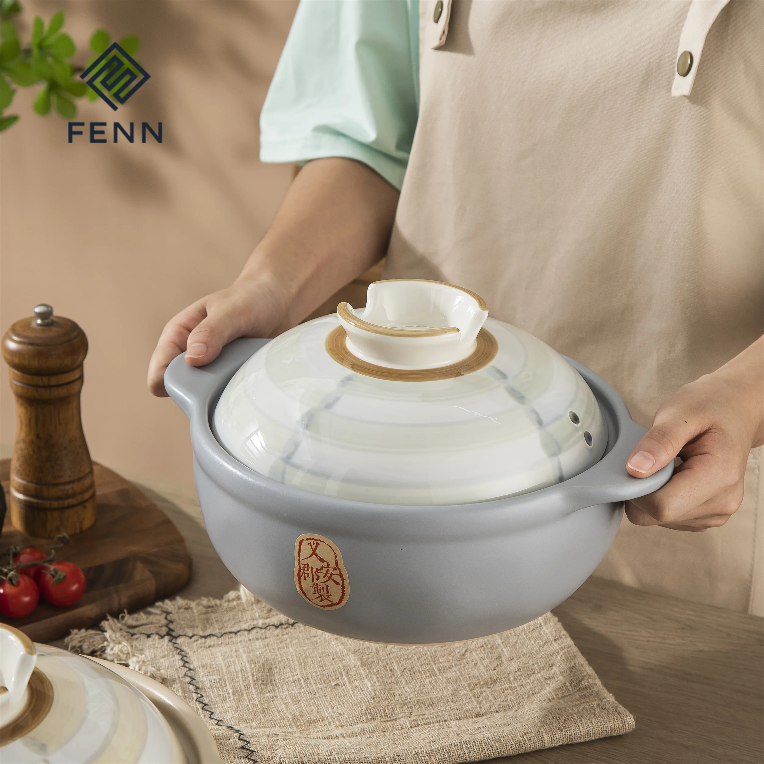 Rustic Japanese Style Ceramic Casserole High Temperature Resistance Seafood Porridge Stew Ceramic Soup Pot Set