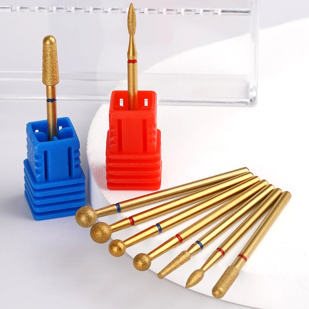 Gold Coating High End Diamond Nail Drill Bits Cuticle Clean Professional Diamond Burrs