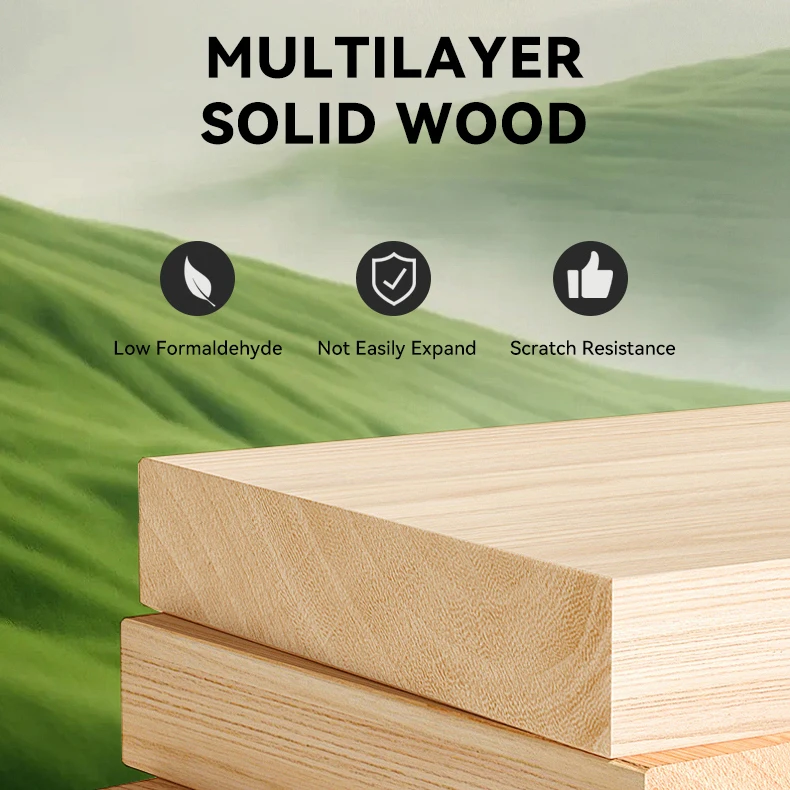 Modern Minimalist Solid Wood Bathroom Cabinet Multi-Layer Wood Color Vanity with Mirror Cabinet