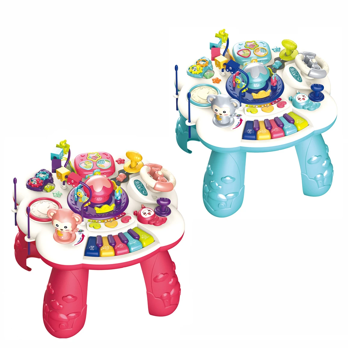 2024 Hot sale early education multi-functional activity learning table toys fun cartoon piano music game table toys for baby