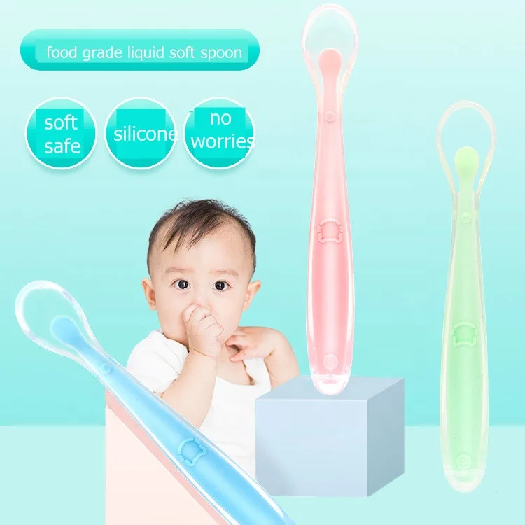 OKSILICONE Baby Feeding Spoon BPA Free Soft Silicone Spoon For Infant Feeding