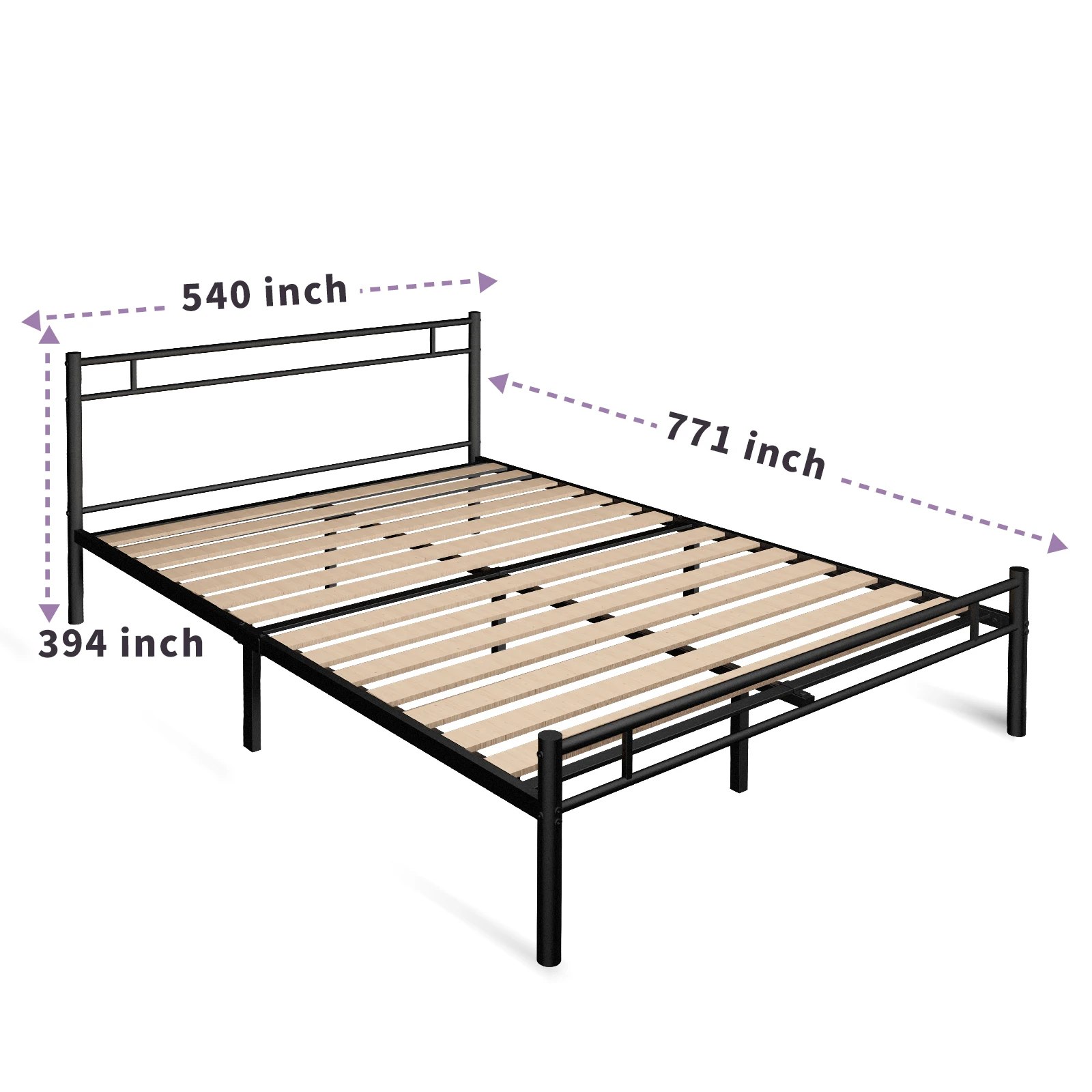 Kainice cheap bed frame modern metal bed frame legs slat wooden part full size bed frame for bedroom