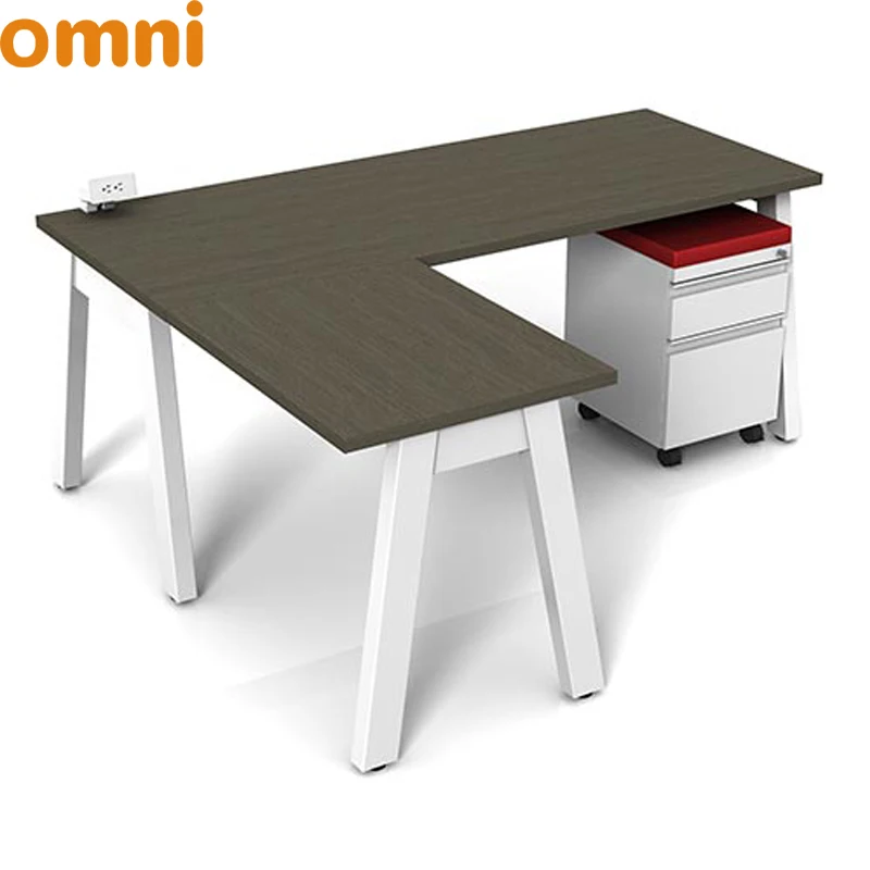 Cheap Modern Simple wind metal frame office furniture desk executive L shaped office desk