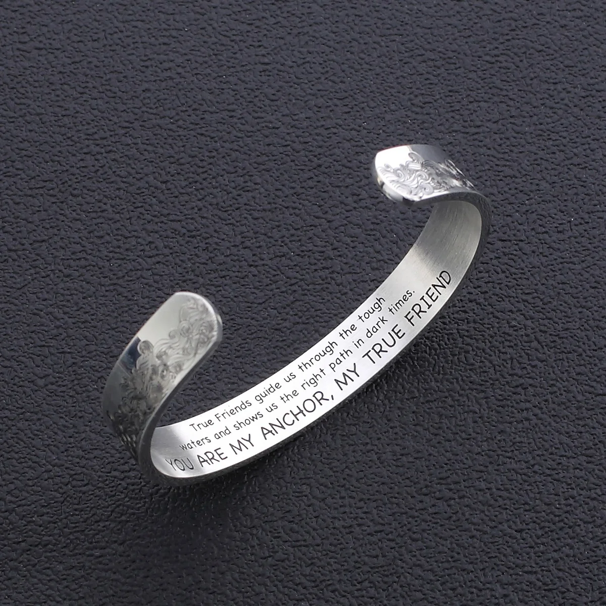 
Wholesale Stainless Steel Bangle sea wave pattern bracelet Custom Engraved text Bracelets 