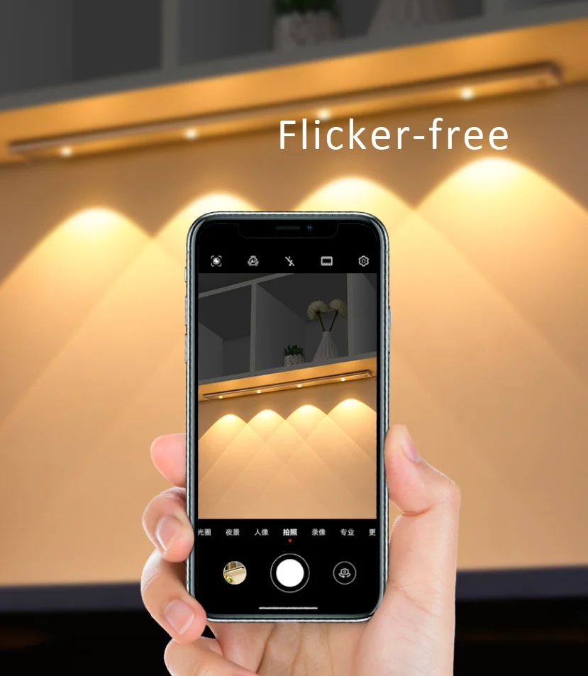 Under Cabinet Lights LED Motion Sensor Light USB Rechargeable 3 Color Modes Dimmable Hill Light for Kitchen Wardrobe Closet