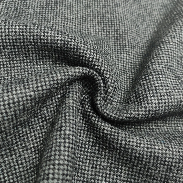 Stock Wool Tweed homespun Fabric 50%wool dot twill style gray color for clothing accessory