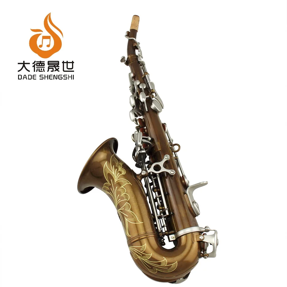 
Dasheng Antique Nickel Body Satin Nickel Plated Key Curved Soprano Saxophone 