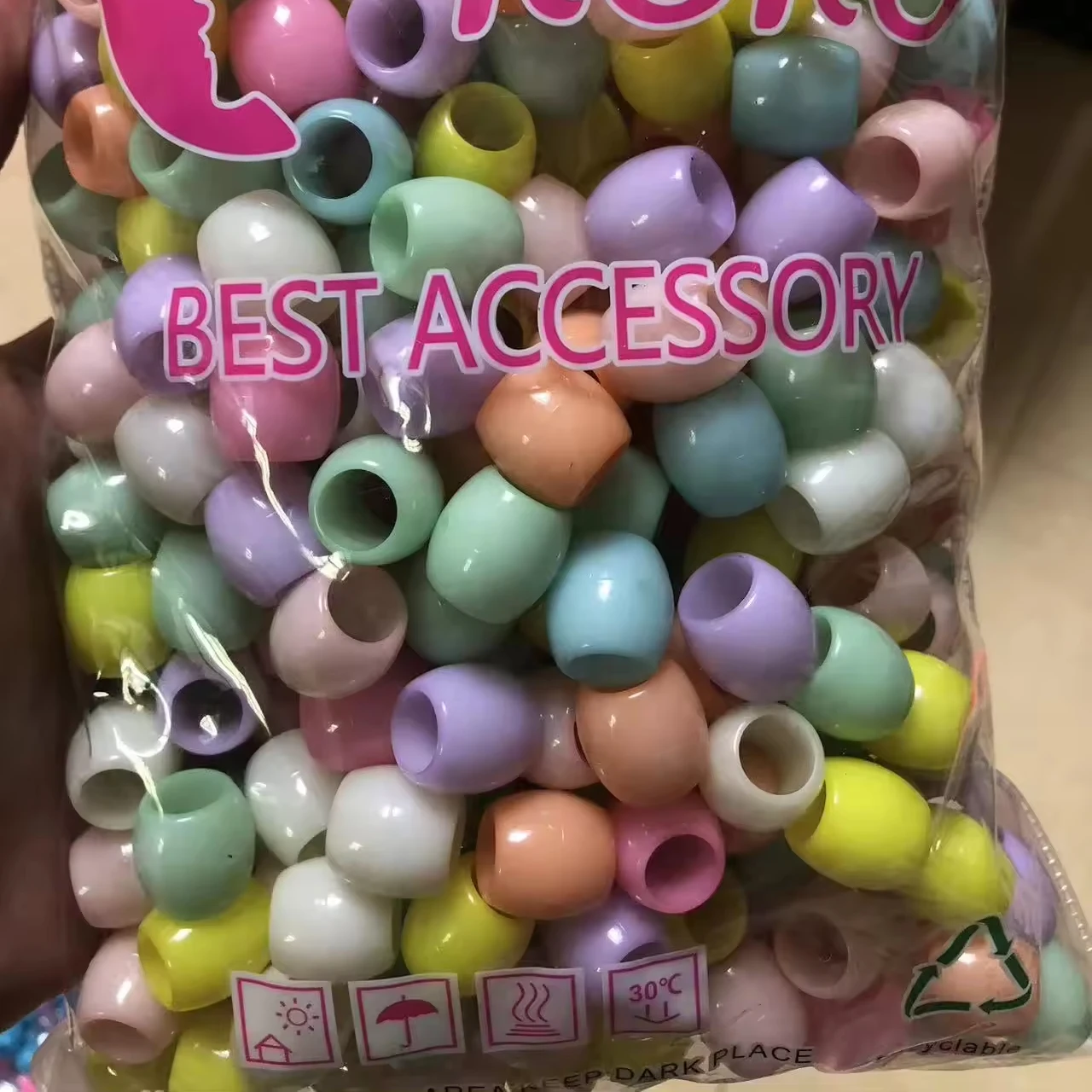 2024 Mylulu Wig braid Plastic Pony Bead Braid Beads Hair Accessories For Braids Children Multi-Colored Beads For Hair