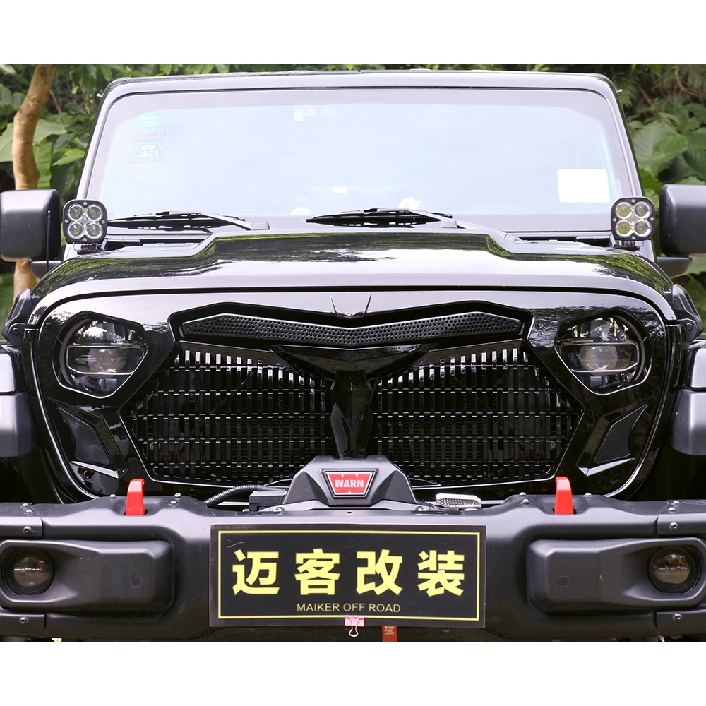 New Grille 2024  For Jeep Wrangler JL  GLADIATOR Pickup  Bright Light  car grille  accessories Offroad parts
