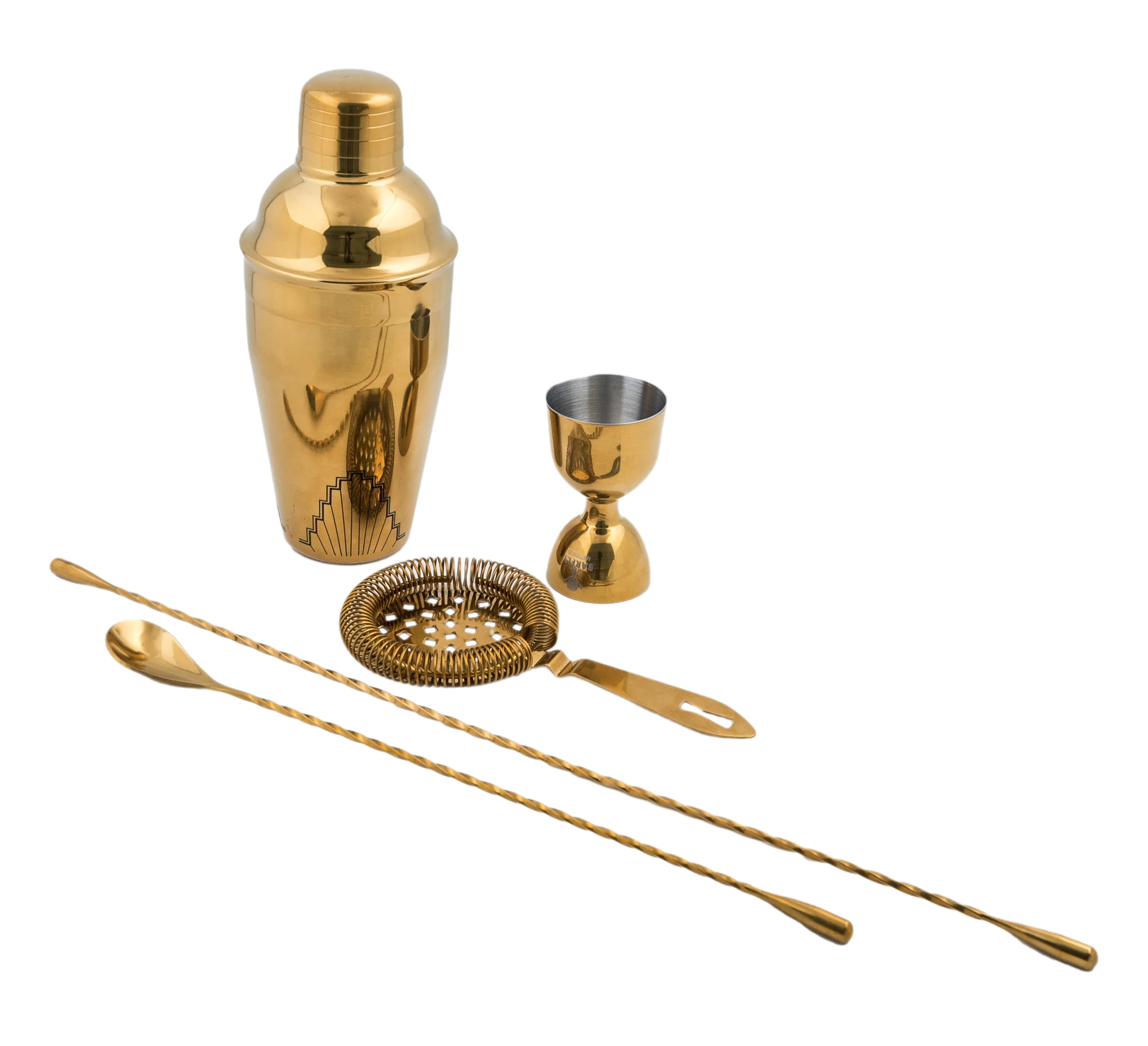 GOURMAID Cocktail Gold Shaker BAR Set Drink Mixer  Martini Shaker Bar Tool Golden Plated Set stainless steel bar set for the hom