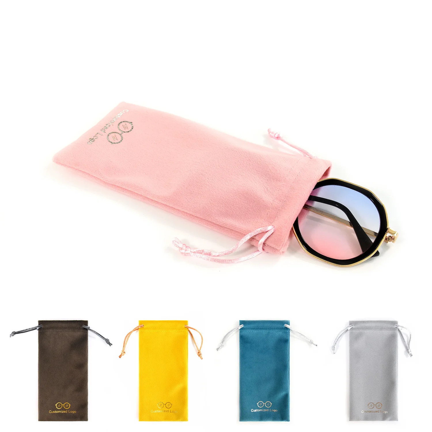Custom Logo Soft Velvet Sunglasses Bag Mobile Phone Power Bank Storage Dust Pouch Bag